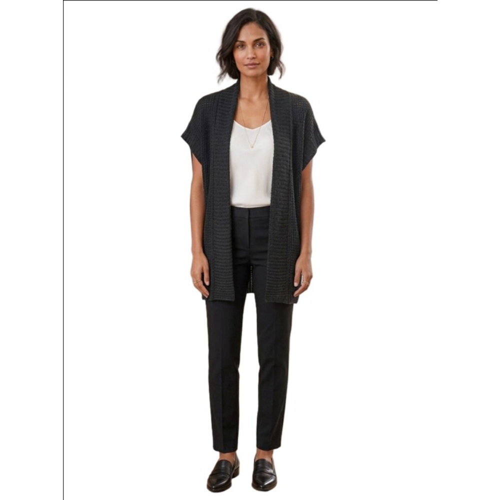 Women's Coldwater Creek Black Open Knit Cardigan L